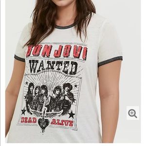Torrid brand BON JOVI IVORY BURNOUT RINGER TEE